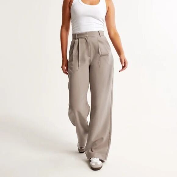 Abercrombie Curve Love A&F Sloane Tailored Wide Leg Pant in...